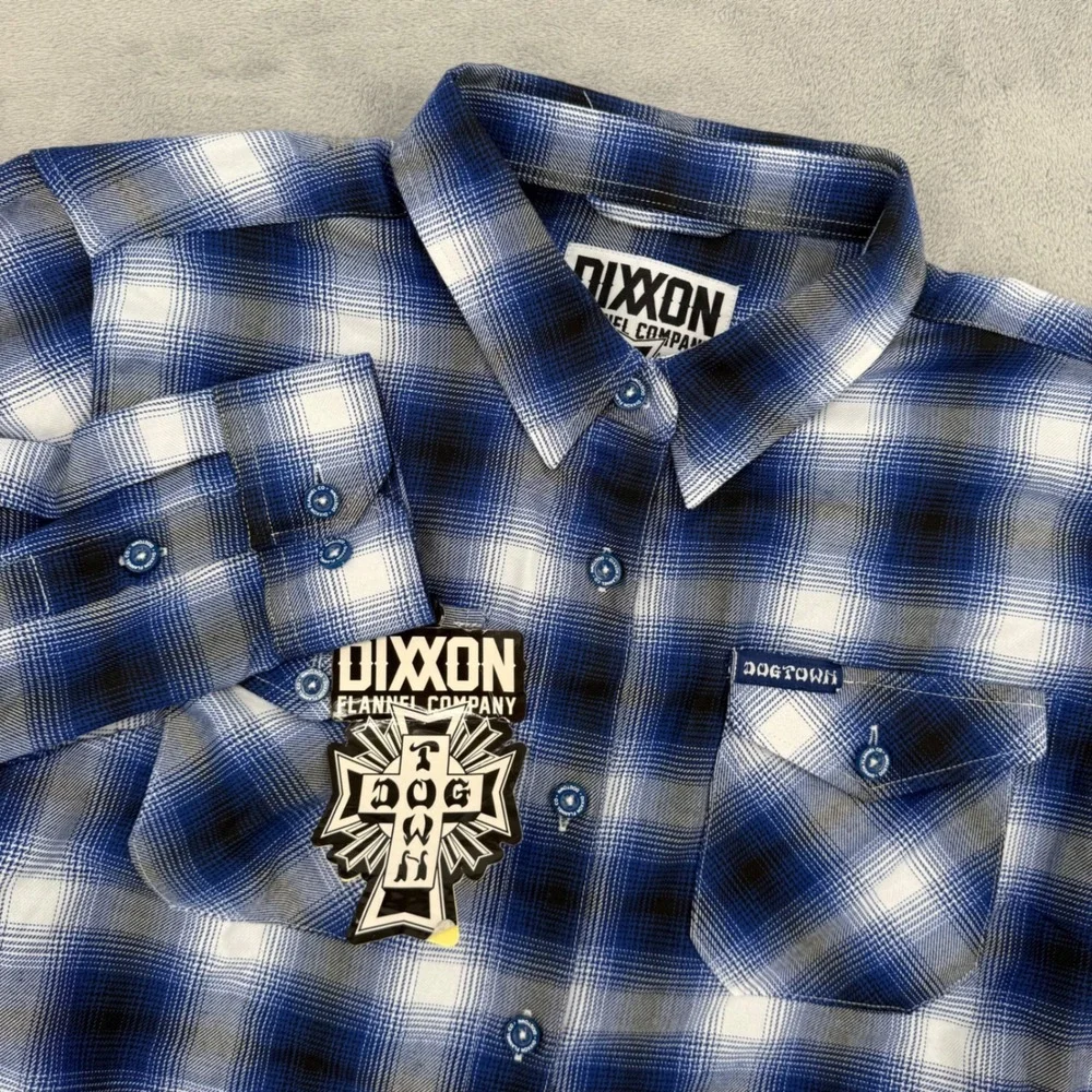 Dixxon Flannel Co x Dogtown Blue Plaid D-Tech Shirt Womens XL New With Tags - Picture 1 of 14